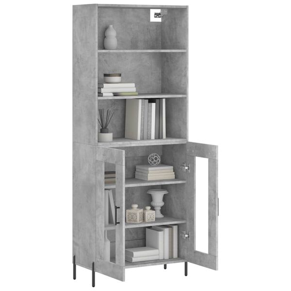 vidaXL Highboard betonggr&aring; 69,5x34x180 cm konstruert tre