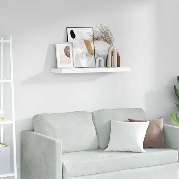 vidaXL Vegghylle Hvit marmor 80 x 23,5 x 4 cm Konstruert tre