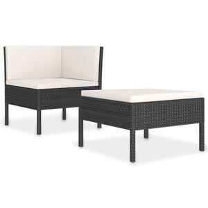 vidaXL Hagesofagruppe med puter 2 deler polyrotting svart