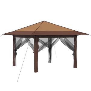 vidaXL Gazebo med 4 sidevegger 3,3 x 3,3 m Beige og Brun