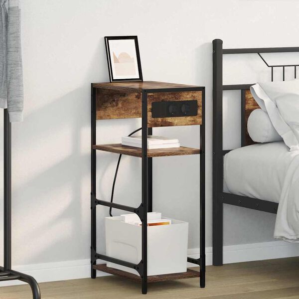 vidaXL Nattbordskap R&oslash;kt eik 40 x 27 x 76 cm Konstruert tre