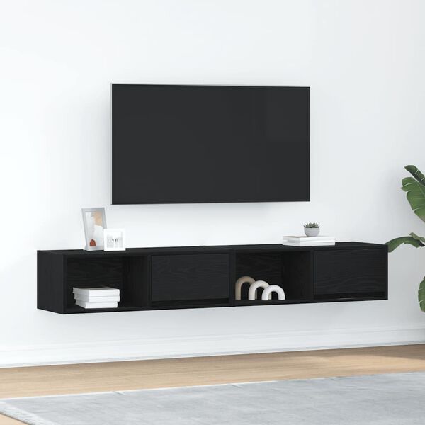 vidaXL TV-benker 2 stk svart eik 80x31x25,5 cm konstruert tre