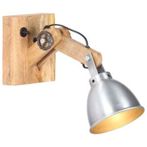 vidaXL Vegglampe E27 s&oslash;lv heltre mango og jern