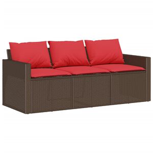 vidaXL Hagesofa med puter 3-seters brun polyrotting