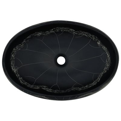 vidaXL Benkeservant svart oval 59x40x15 cm keramikk