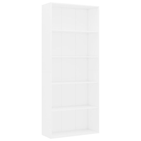 vidaXL Bokhylle 5 nivåer hvit 80x30x189 cm konstruert tre