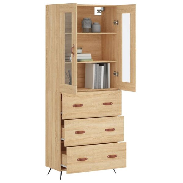 vidaXL Highboard sonoma eik 69,5x34x180 cm konstruert tre