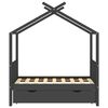 vidaXL Sengeramme for barn med skuff heltre furu 70x140 cm mørkegrå