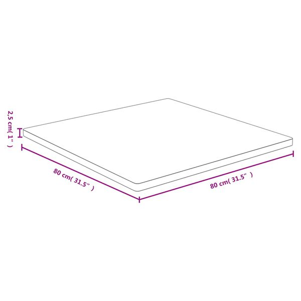 vidaXL Bordplate 80x80x2,5 cm bambus