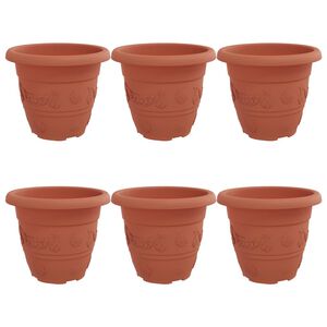 vidaXL Rund Blomsterpotte 6 pcs Klinker R&oslash;d &Oslash; 26 x 21.5 cm Plast