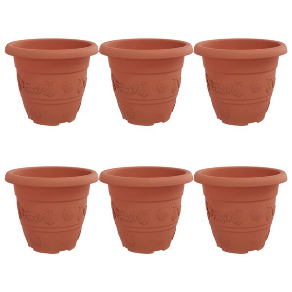 vidaXL Rund Blomsterpotte 6 pcs Klinker R&oslash;d &Oslash; 26 x 21.5 cm Plast