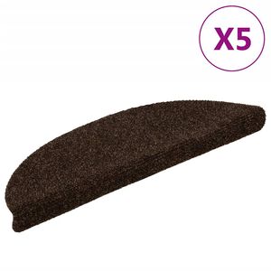 vidaXL Trappematter selvklebende 5 stk 56x17x3 cm brun halvrund
