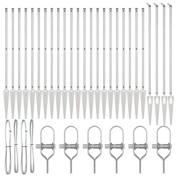 vidaXL Gjerdepåle Annet 26 pcs Grå 3,2 x 3,2 x 160 cm Stål