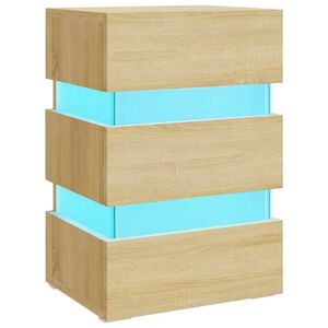 vidaXL LED-nattbord sonoma eik 45x35x67 cm konstruert tre