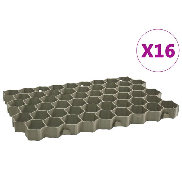 vidaXL Gressarmeringsmatter 16 stk gr&oslash;nn 60x40x3 cm plast