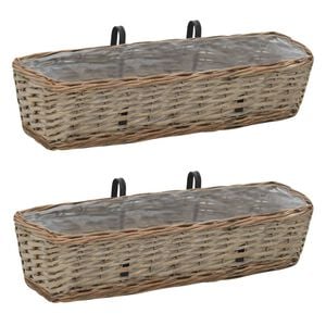 vidaXL Plantekasser for balkong 2 stk flettekurv med PE-f&ocirc;ring 60 cm