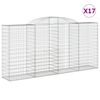 vidaXL Gabionkurver buede 17 stk 300x50x140/160 cm galvanisert jern