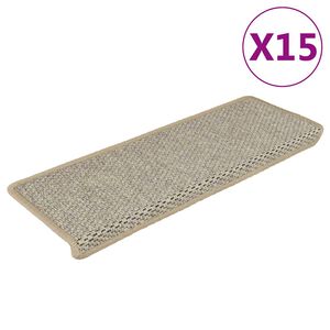 vidaXL Selvklebende trappematter sisal 15 stk 65x21x4 cm lysegr&oslash;nn