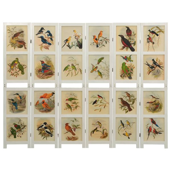 vidaXL Romdeler 6 paneler hvit 214x165 cm heltre keisertre