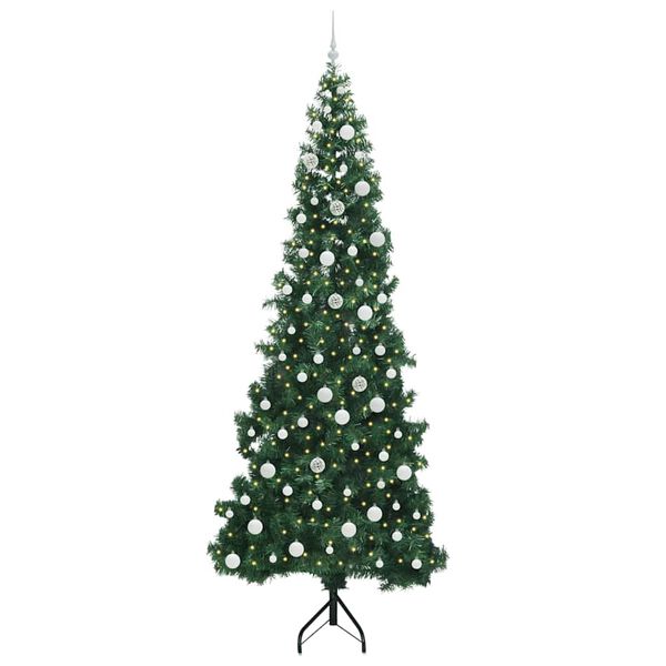 vidaXL Hj&oslash;rne Kunstig Jul Tre med 300 LED gr&oslash;nn 240 cm PVC og metall