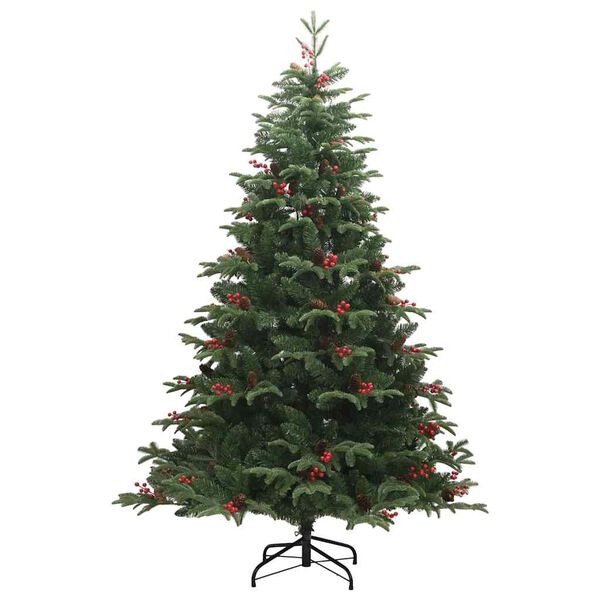 vidaXL Kunstig juletre med 300 LED gr&oslash;nn 210 cm PVC og Metall og Plast