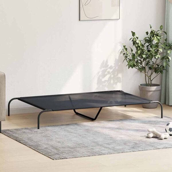 vidaXL Forh&oslash;yet hundeseng svart 150x90x20 cm tekstil og st&aring;l