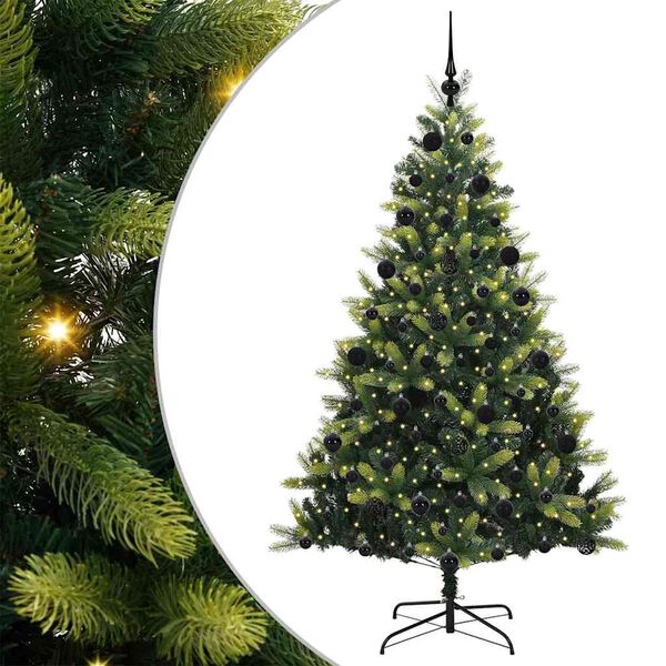 vidaXL Kunstig leddet juletre med 300 LED-lamper gr&oslash;nn 210 cm