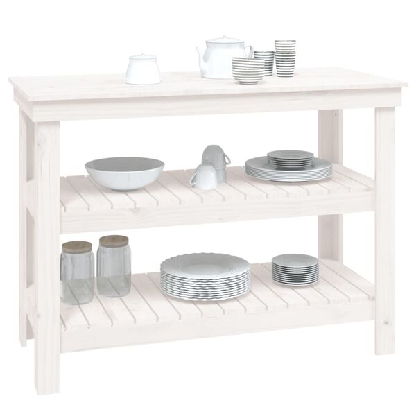 vidaXL Arbeidsbenk hvit 110,5x50x80 cm heltre furu