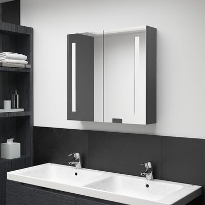 vidaXL LED-speilskap til bad grå 62x14x60 cm