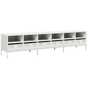 vidaXL TV-benk hvit 202x39x43,5 cm kaldvalset st&aring;l