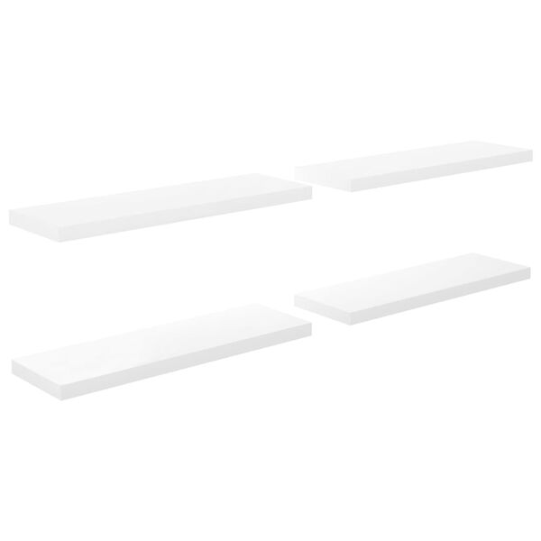 vidaXL Flytende vegghyller 4 stk høyglans hvit 80x23,5x3,8 cm MDF