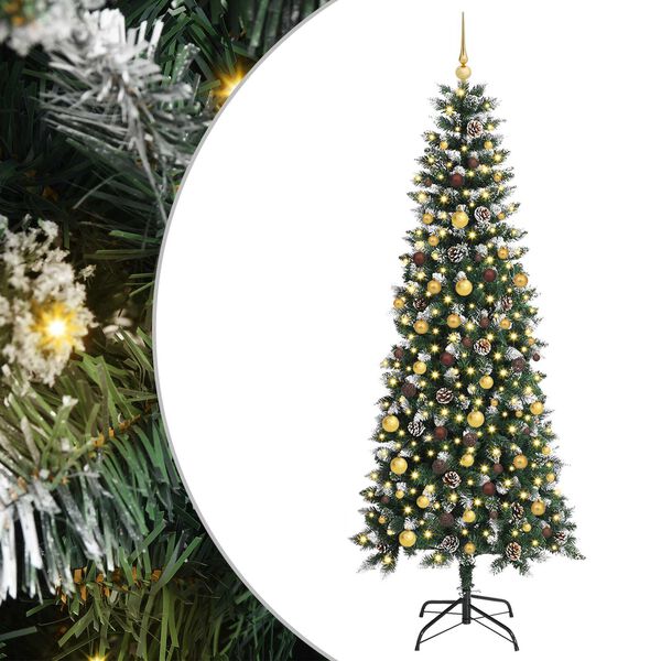 vidaXL Kunstig juletre med 300 LED gr&oslash;nn 210 cm PVC og plast og st&aring;l