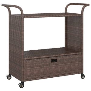 vidaXL Serveringsvogn med skuff brun 100x45x97 cm polyrotting