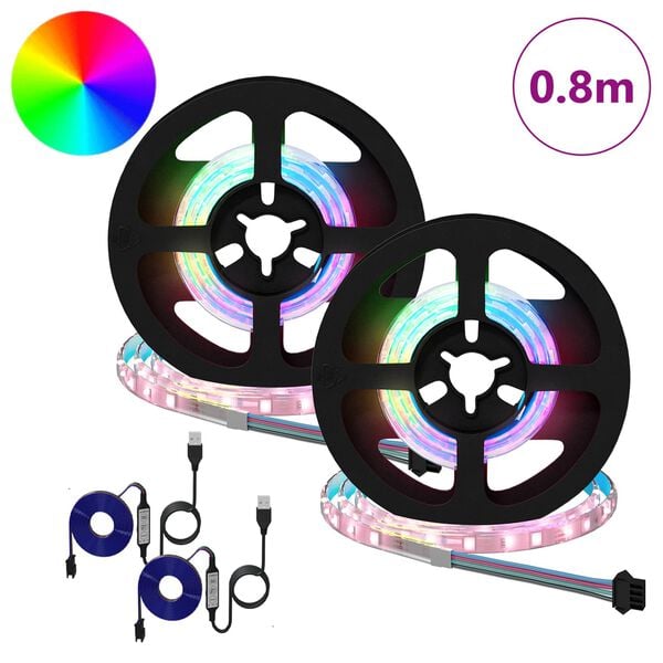 vidaXL LED Stripe 4 pcs Svart og gjennomsiktig 40 x 0,8 x 0,3 cm