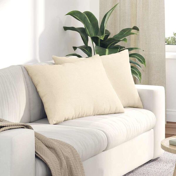 vidaXL Sofaputer 2 pcs Krem 70 x 50 cm Corduroy stoff