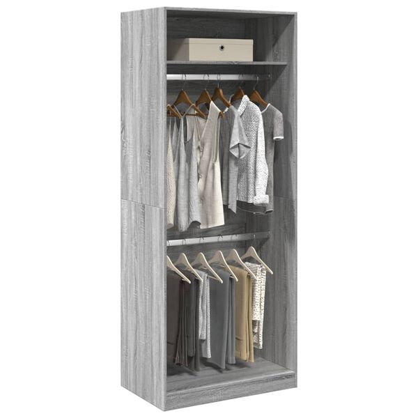 vidaXL Garderobe grå sonoma 80x50x200 cm konstruert tre