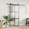 vidaXL Skyved&oslash;r med monteringssett svart 102,5x205 cm herdet glass