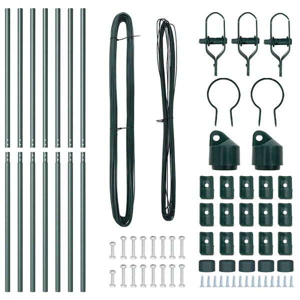 vidaXL Gjerdepunkter 7 pcs grønn Ø32mm 210 cm Galvanisert stål