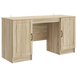 vidaXL Skrivebord med d&oslash;r Sonoma eik 142,5 x 50 x 75 cm Konstruert tre