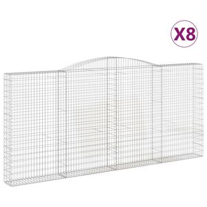 vidaXL Gabionkurver buede 8 stk 400x30x180/200 cm galvanisert jern