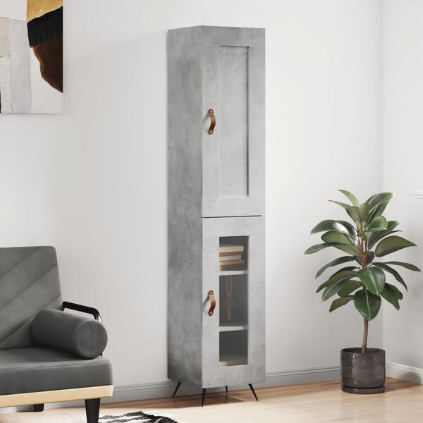 vidaXL Highboard betonggr&aring; 34,5x34x180 cm konstruert tre