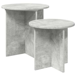 vidaXL Sidebordssett 2 stk. Betonggr&aring; &Oslash; 45 x 45 cm Konstruert tre