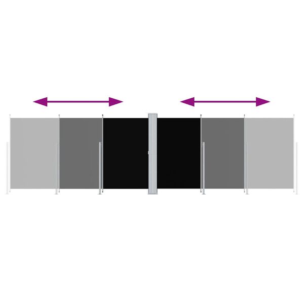 vidaXL Uttrekkbar sidemarkise 180x600 cm svart
