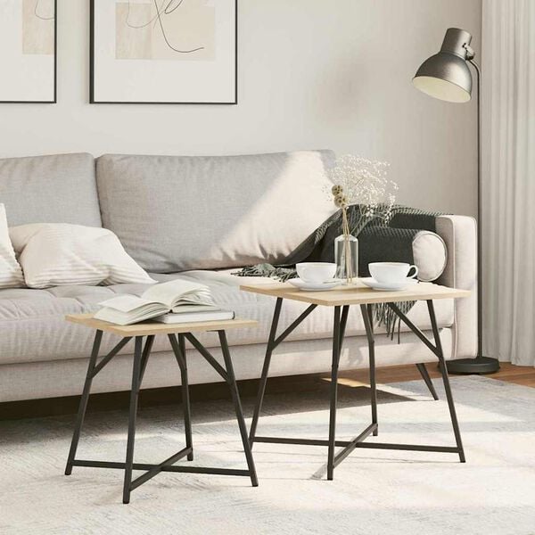 vidaXL Sidebordssett 2 pcs Sonoma Eik og Svart