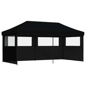 vidaXL Sammenleggbart partytelt pop-up med 3 sidevegger svart