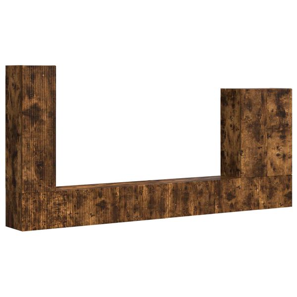 vidaXL TV vegghyllesett Veggmontert 6 pcs R&oslash;kt eik