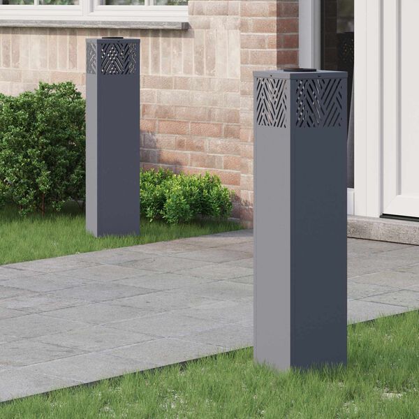 vidaXL Solenergi LED stibelys 2 pcs Antrasitt Kaldvalset st&aring;l