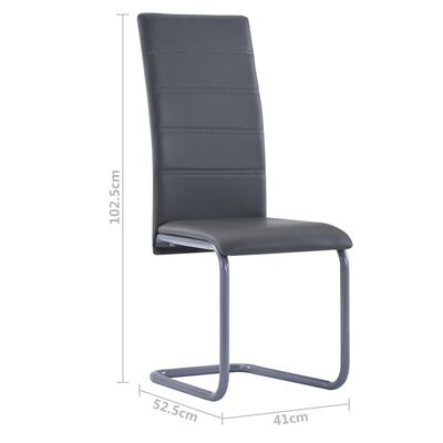 vidaXL Frittbærende spisestoler 2 stk grå kunstig skinn