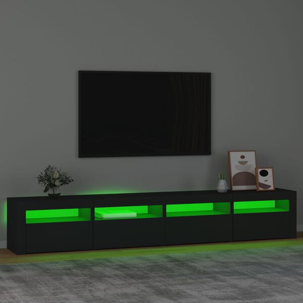 vidaXL TV-benk med LED-lys svart 240x35x40 cm