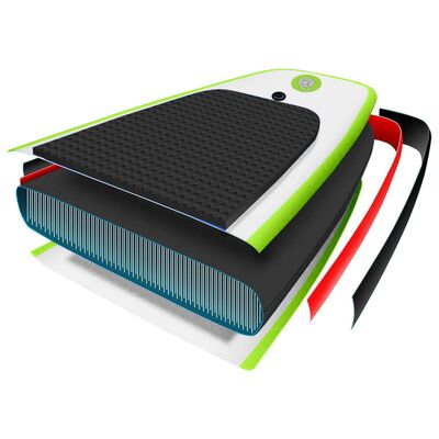 vidaXL Oppblåsbart padlebrettsett med seil grønn og hvit
